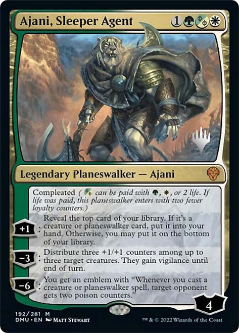 Ajani, Sleeper Agent (Promo Pack) (Dominaria United)\nPromo: Planeswalker Stamped\nSingle\nMagic The Gathering