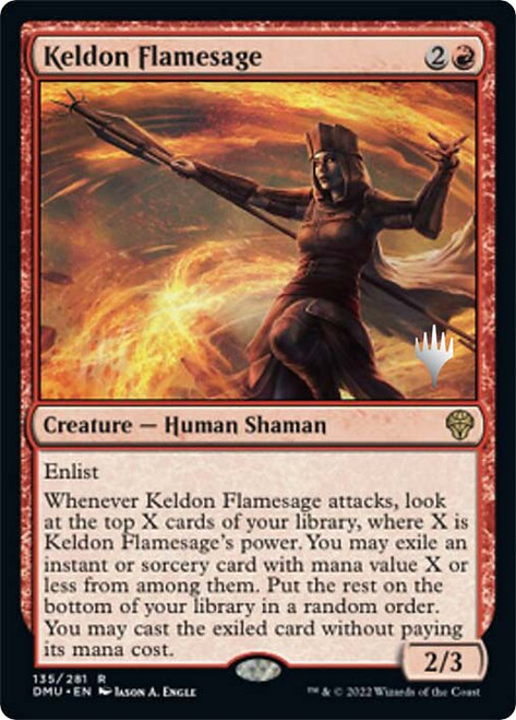 Keldon Flamesage (Promo Pack) (Dominaria United)\nPromo: Planeswalker Stamped\nSingle\nMagic The Gathering