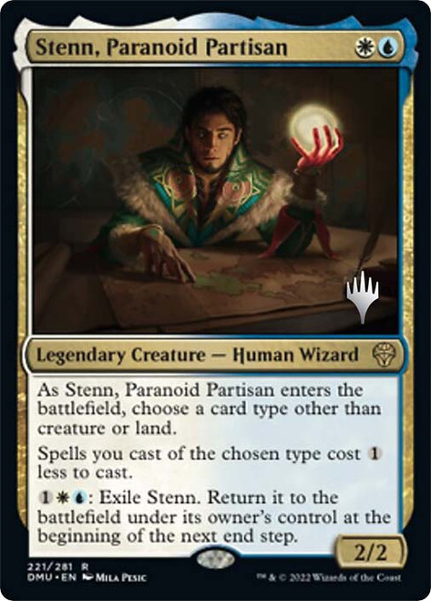 Stenn, Paranoid Partisan (Promo Pack) (Dominaria United)\nPromo: Planeswalker Stamped\nSingle\nMagic The Gathering
