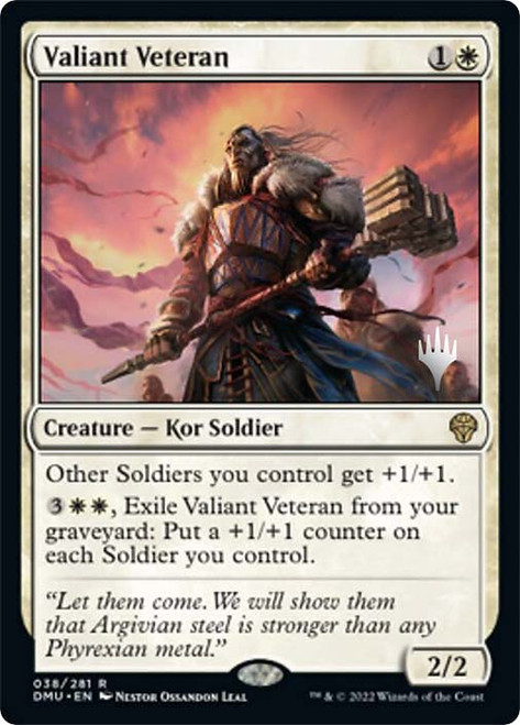 Valiant Veteran (Promo Pack) (Dominaria United)\nPromo: Planeswalker Stamped\nSingle\nMagic The Gathering