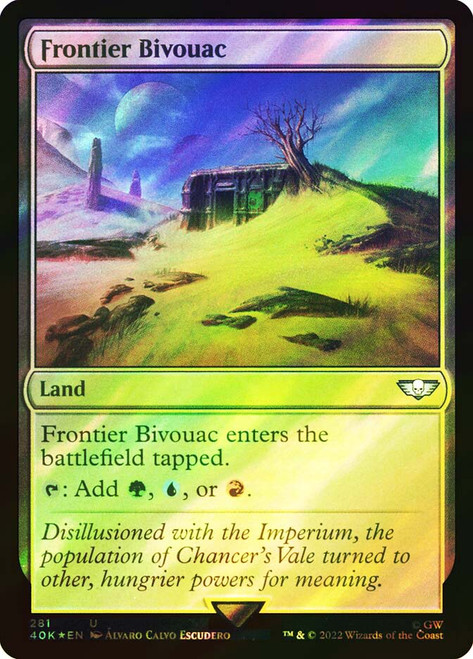 Frontier Bivouac (Surge Foil)\nWarhammer 40,000 Commander - Surge Foil\nSingle\nMagic The Gathering