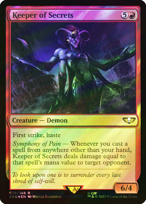 Keeper of Secrets (Surge Foil)\nWarhammer 40,000 Commander - Surge Foil\nSingle\nMagic The Gathering