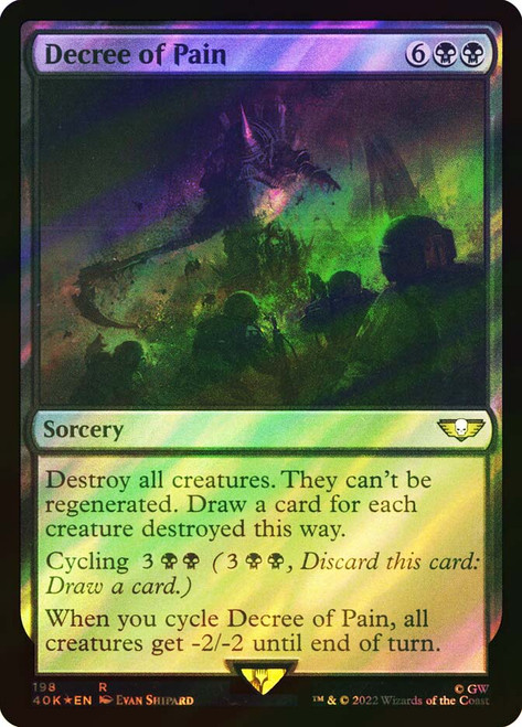 Decree of Pain (Surge Foil)\nWarhammer 40,000 Commander - Surge Foil\nSingle\nMagic The Gathering