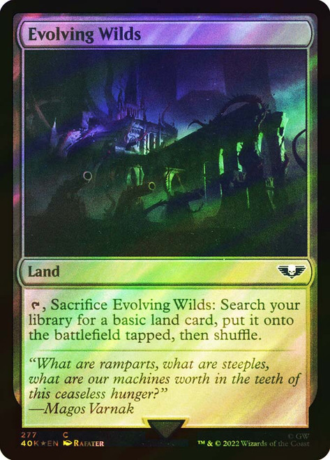 Evolving Wilds (Surge Foil)\nWarhammer 40,000 Commander - Surge Foil\nSingle\nMagic The Gathering