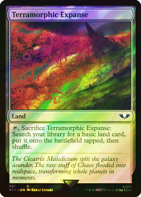 Terramorphic Expanse (Surge Foil)\nWarhammer 40,000 Commander - Surge Foil\nSingle\nMagic The Gathering