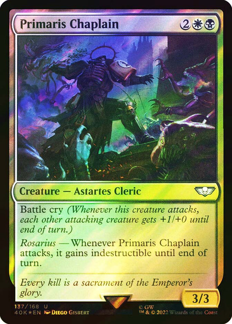 Primaris Chaplain (Surge Foil)\nWarhammer 40,000 Commander - Surge Foil\nSingle\nMagic The Gathering