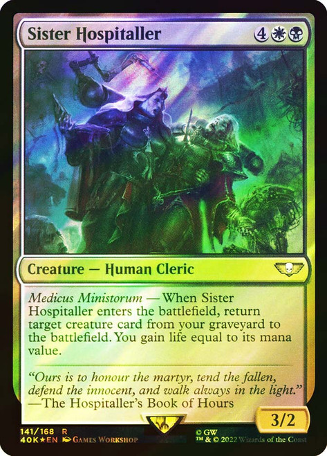 Sister Hospitaller (Surge Foil)\nWarhammer 40,000 Commander - Surge Foil\nSingle\nMagic The Gathering