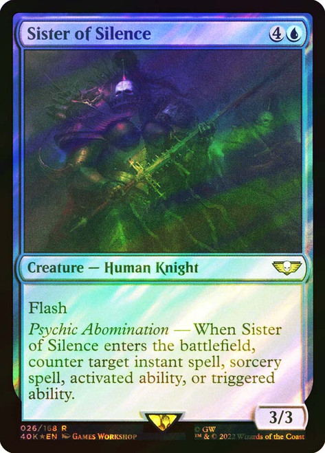 Sister of Silence (Surge Foil)\nWarhammer 40,000 Commander - Surge Foil\nSingle\nMagic The Gathering