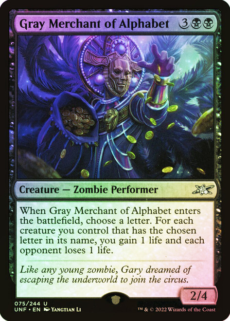 Gray Merchant of Alphabet\nUnfinity\nSingle\nMagic The Gathering