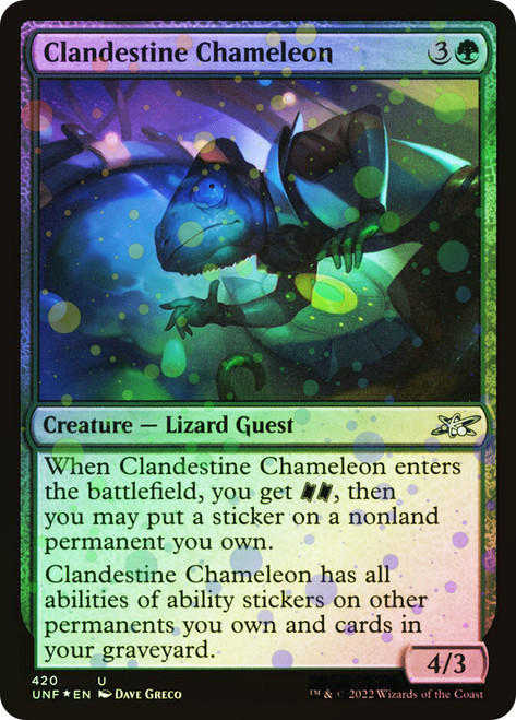 Clandestine Chameleon (Galaxy Foil)\nUnfinity - Galaxy Foil\nSingle\nMagic The Gathering