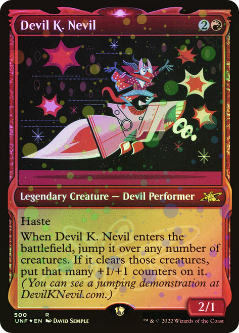 Devil K. Nevil (Showcase) (Galaxy Foil)\nUnfinity - Variants - Galaxy Foil\nSingle\nMagic The Gathering
