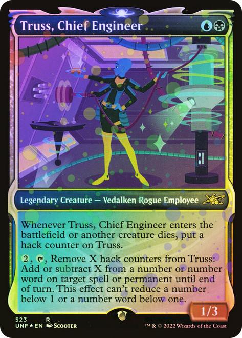 Truss, Chief Engineer (Showcase) (Galaxy Foil)\nUnfinity - Variants - Galaxy Foil\nSingle\nMagic The Gathering