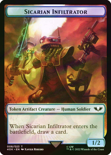 {Sicarian Infiltrator Token} // {Solder Token} (#03) (Surge Foil)\nWarhammer 40,000 Commander - Surge Foil\nSingle\nMagic The Gathering