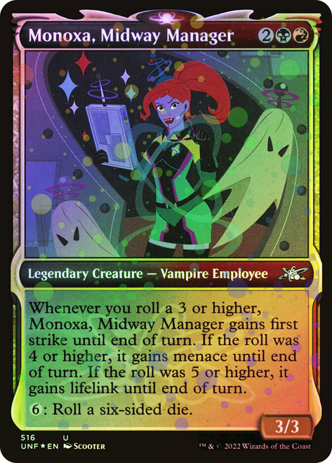 Monoxa, Midway Manager (Showcase) (Galaxy Foil)\nUnfinity - Variants - Galaxy Foil\nSingle\nMagic The Gathering