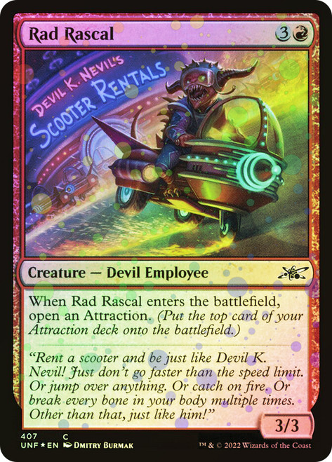 Rad Rascal (Galaxy Foil)\nUnfinity - Galaxy Foil\nSingle\nMagic The Gathering
