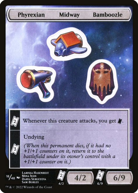 {Phyrexian Midway Bamboozle Sticker Sheet}\nUnfinity\nSingle\nMagic The Gathering