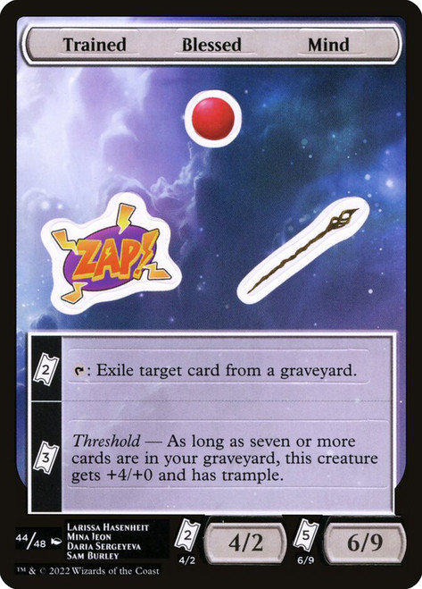 {Trained Blessed Mind Sticker Sheet}\nUnfinity\nSingle\nMagic The Gathering