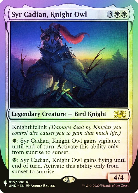 Syr Cadian, Knight Owl\nMystery Booster / The List\nSingle\nMagic The Gathering