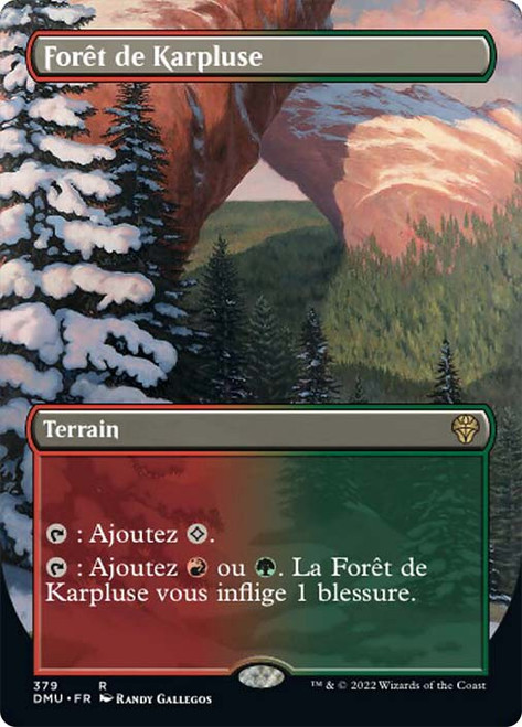 Karplusan Forest (Borderless)\nDominaria United - Variants - French\nSingle\nMagic The Gathering