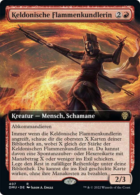 Keldon Flamesage (Extended Art)\nDominaria United - Variants - German\nSingle\nMagic The Gathering