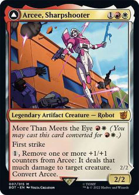 Arcee, Sharpshooter // Arcee, Acrobatic Coupe\nTransformers\nSingle\nMagic The Gathering