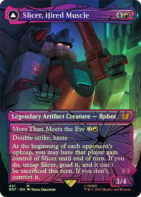 Slicer, Hired Muscle // Slicer, High-Speed Antagonist (Borderless)\nTransformers - Variants\nSingle\nMagic The Gathering