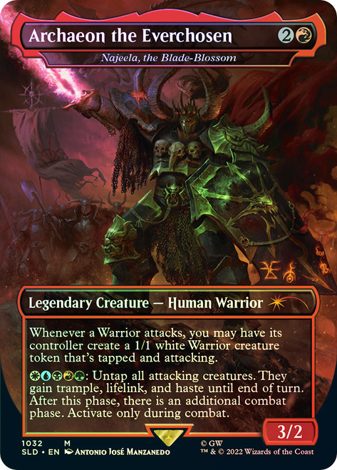 Najeela, the Blade-Blossom (Archaeon the Everchosen) (Secret Lair) (Warhammer 40,000) (Borderless)\nPromo: General\nSingle\nMagic The Gathering