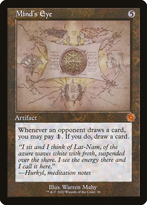 Mind's Eye (#096) (Retro Frame)\nThe Brothers' War Retro Artifacts - Schematics\nSingle\nMagic The Gathering