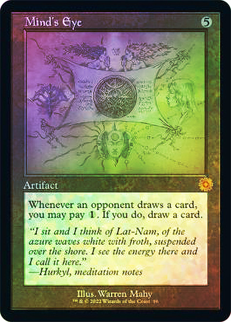 Mind's Eye (#096) (Retro Frame)\nThe Brothers' War Retro Artifacts - Schematics\nSingle\nMagic The Gathering