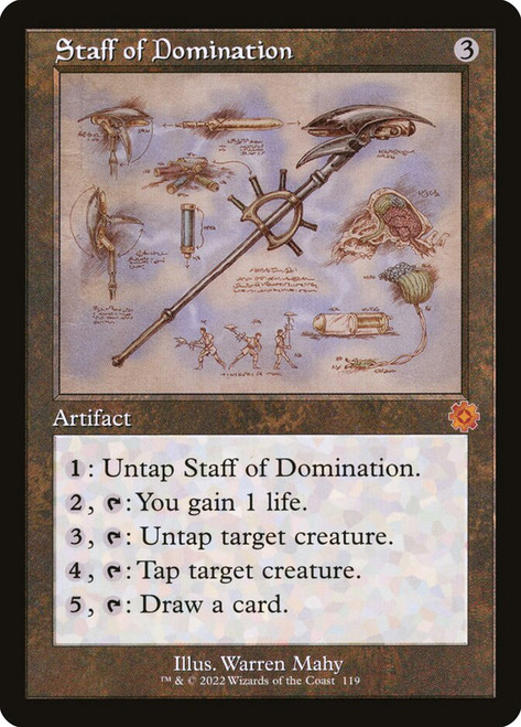 Staff of Domination (#119) (Retro Frame)\nThe Brothers' War Retro Artifacts - Schematics\nSingle\nMagic The Gathering