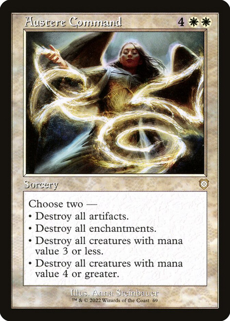 Austere Command (Retro Frame)\nThe Brothers' War Commander\nSingle\nMagic The Gathering