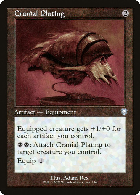 Cranial Plating (Retro Frame)\nThe Brothers' War Commander\nSingle\nMagic The Gathering
