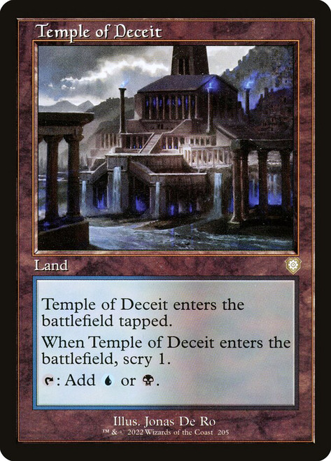 Temple of Deceit (Retro Frame)\nThe Brothers' War Commander\nSingle\nMagic The Gathering