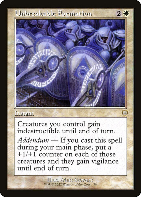 Unbreakable Formation (Retro Frame)\nThe Brothers' War Commander\nSingle\nMagic The Gathering