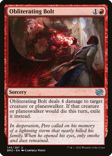 Obliterating Bolt\nThe Brothers' War\nSingle\nMagic The Gathering