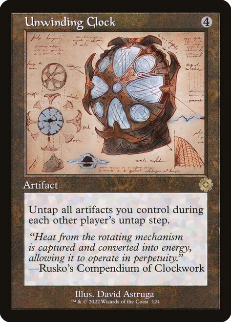 Unwinding Clock (#124) (Retro Frame)\nThe Brothers' War Retro Artifacts - Schematics\nSingle\nMagic The Gathering