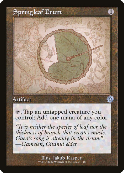 Springleaf Drum (#118) (Retro Frame)\nThe Brothers' War Retro Artifacts - Schematics\nSingle\nMagic The Gathering