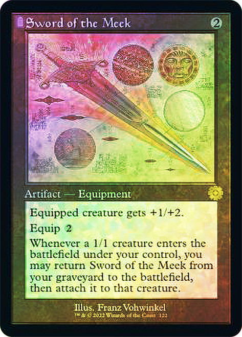 Sword of the Meek (#122) (Retro Frame)\nThe Brothers' War Retro Artifacts - Schematics\nSingle\nMagic The Gathering