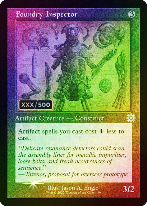 Foundry Inspector (Serial Number) (Retro Frame)\nThe Brothers' War Retro Artifacts - Serialized\nSingle\nMagic The Gathering