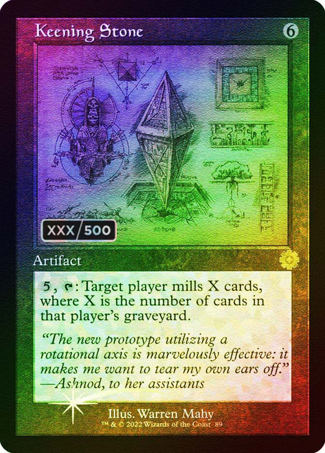 Keening Stone (Serial Number) (Retro Frame)\nThe Brothers' War Retro Artifacts - Serialized\nSingle\nMagic The Gathering