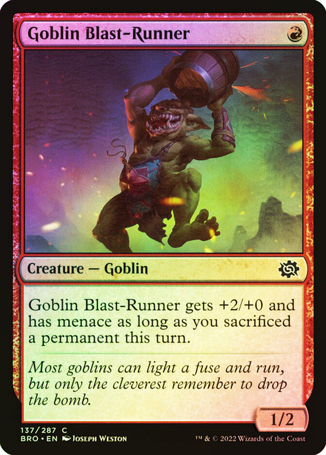 Goblin Blast-Runner\nThe Brothers' War\nSingle\nMagic The Gathering