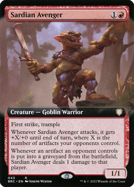 Sardian Avenger (Extended Art)\nThe Brothers' War Commander - Variants\nSingle\nMagic The Gathering