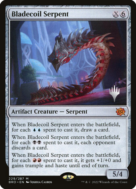 Bladecoil Serpent (Promo Pack) (The Brothers' War)\nPromo: Planeswalker Stamped\nSingle\nMagic The Gathering