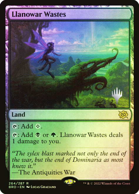Llanowar Wastes (Promo Pack) (The Brothers' War)\nPromo: Planeswalker Stamped\nSingle\nMagic The Gathering