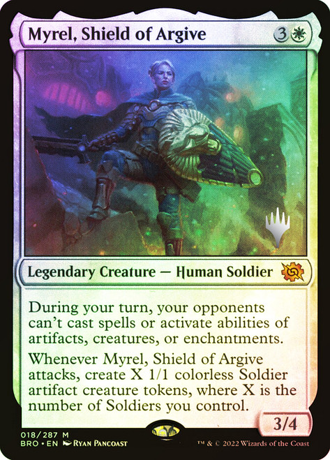 Myrel, Shield of Argive (Promo Pack) (The Brothers' War)\nPromo: Planeswalker Stamped\nSingle\nMagic The Gathering