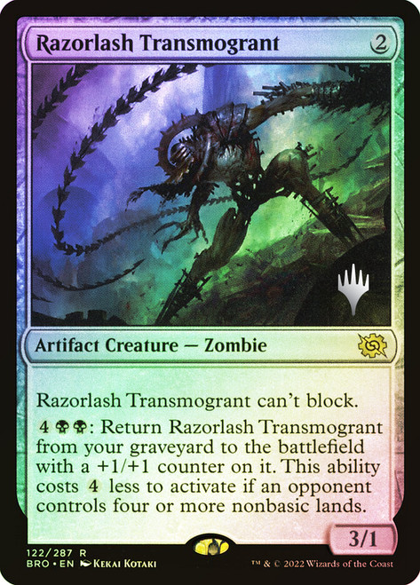 Razorlash Transmogrant (Promo Pack) (The Brothers' War)\nPromo: Planeswalker Stamped\nSingle\nMagic The Gathering