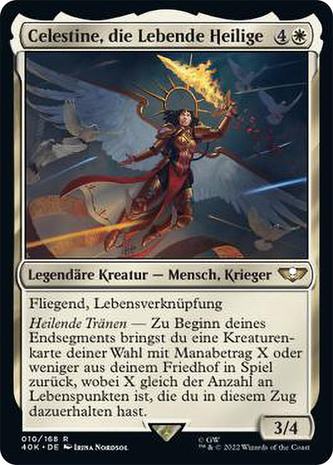 Celestine, the Living Saint\nWarhammer 40,000 Commander - German\nSingle\nMagic The Gathering