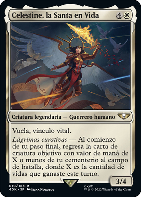 Celestine, the Living Saint\nWarhammer 40,000 Commander - Spanish\nSingle\nMagic The Gathering