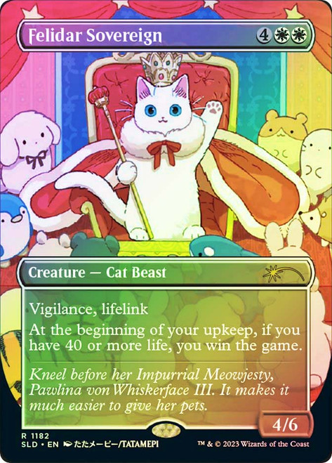 Felidar Sovereign (Secret Lair) (Borderless)\nPromo: General\nSingle\nMagic The Gathering
