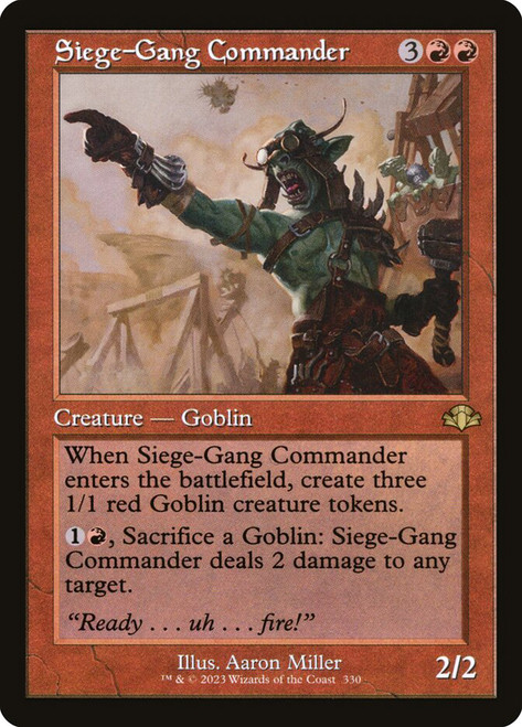 Siege-Gang Commander (Retro Frame)\nDominaria Remastered - Retro Frame\nSingle\nMagic The Gathering